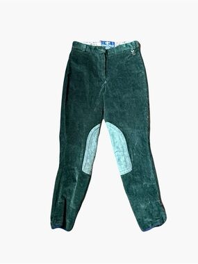 Vintage Millers Equestrian Green Corduroy Riding Breeches Knee Patches Size 28